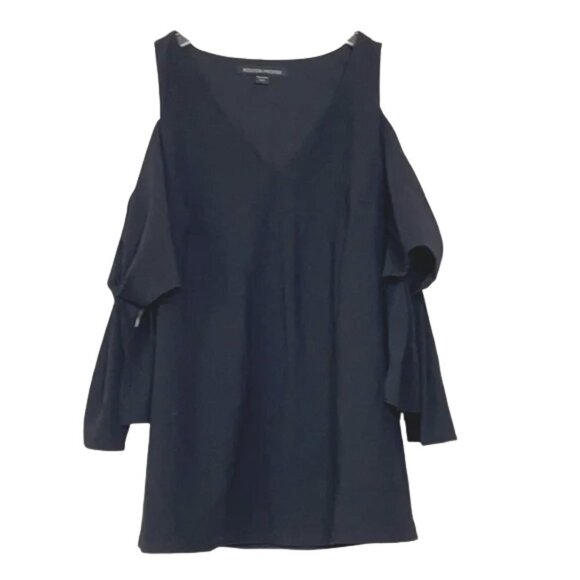 NEW Boston Proper Black Cold Shoulder V Neck Blouse Sz. XXS - Picture 1 of 4